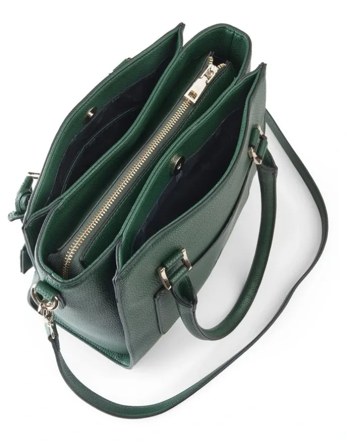 Madison Accessories Angie Medium 3 Compartment Satchel Bag in Forest