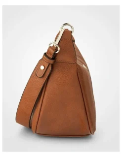 Madison Accessories Ella Zip Top Crossbody Bag with Plait Zip Puller in Brown