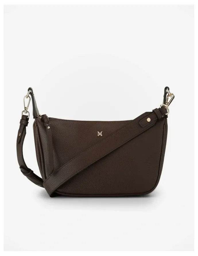 Madison Accessories Ella Zip Top Crossbody Bag with Plait Zip Puller in Brown