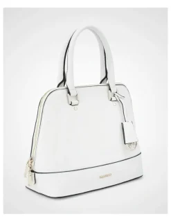 Madison Accessories Grace Medium Dome Satchel Bag in White