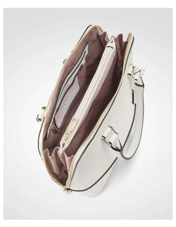 Madison Accessories Grace Medium Dome Satchel Bag in White