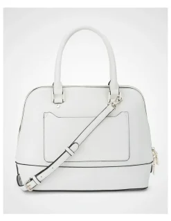 Madison Accessories Grace Medium Dome Satchel Bag in White