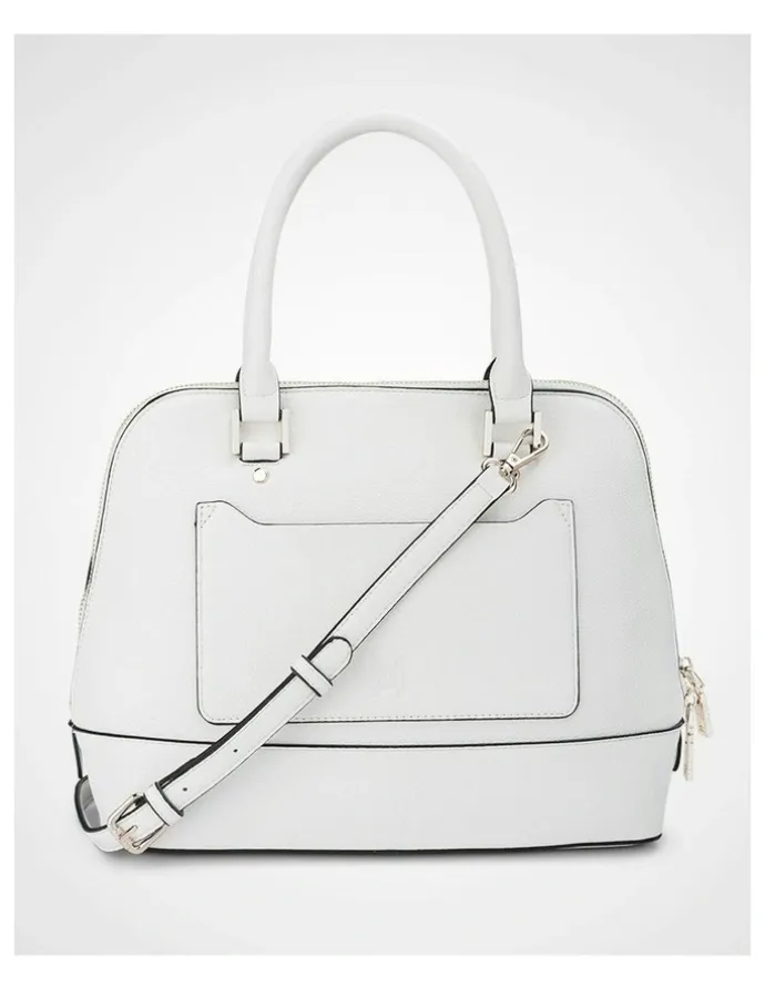 Madison Accessories Grace Medium Dome Satchel Bag in White