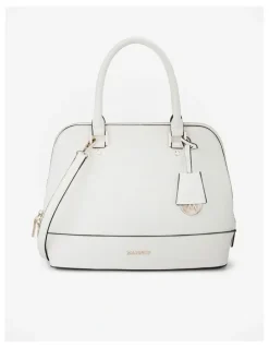 Madison Accessories Grace Medium Dome Satchel Bag in White