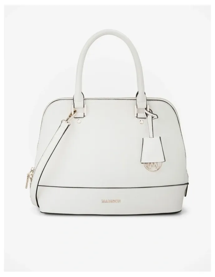 Madison Accessories Grace Medium Dome Satchel Bag in White