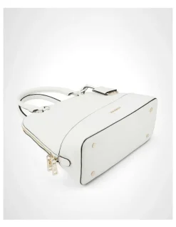 Madison Accessories Grace Medium Dome Satchel Bag in White