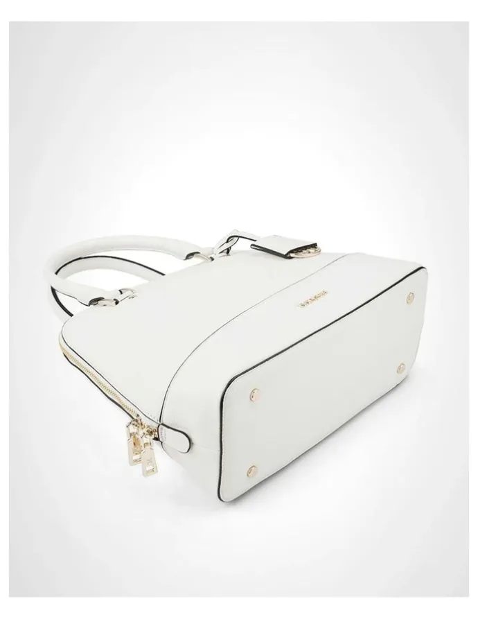 Madison Accessories Grace Medium Dome Satchel Bag in White