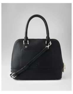 Madison Accessories Grace Medium Dome Satchel Bag in Black