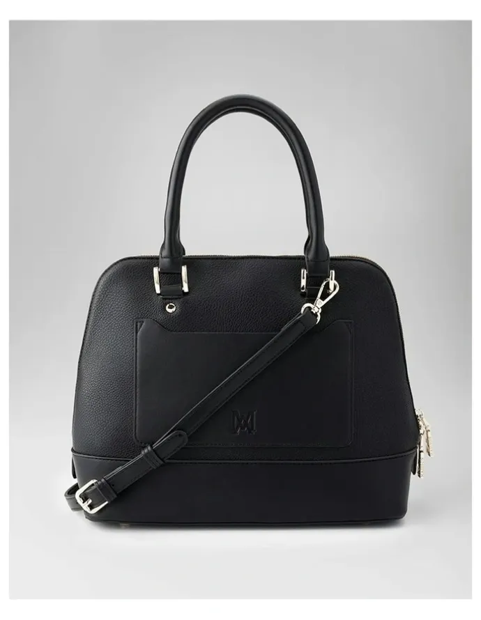 Madison Accessories Grace Medium Dome Satchel Bag in Black