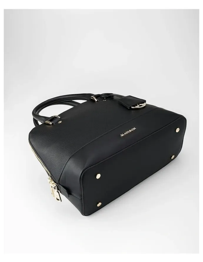Madison Accessories Grace Medium Dome Satchel Bag in Black