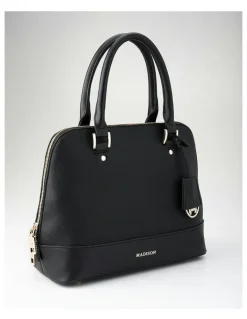 Madison Accessories Grace Medium Dome Satchel Bag in Black