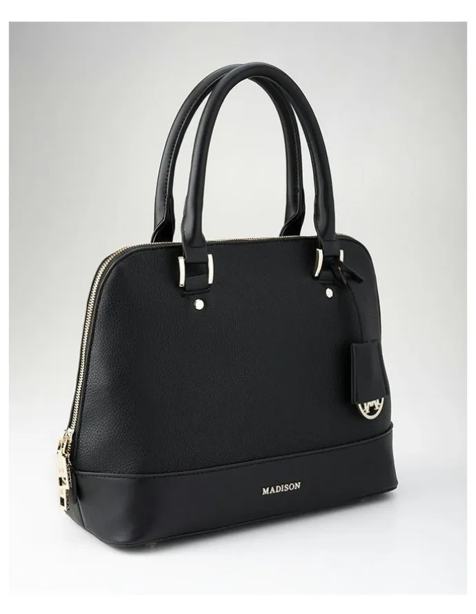 Madison Accessories Grace Medium Dome Satchel Bag in Black