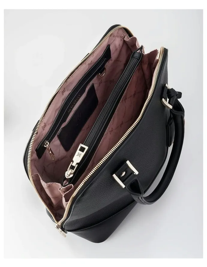 Madison Accessories Grace Medium Dome Satchel Bag in Black
