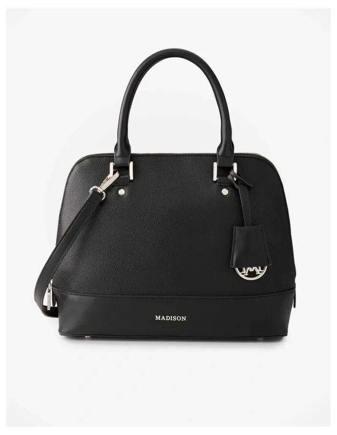 Madison Accessories Grace Medium Dome Satchel Bag in Black