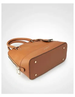 Madison Accessories Grace Medium Dome Satchel Bag in Tan