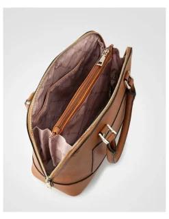 Madison Accessories Grace Medium Dome Satchel Bag in Tan