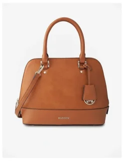 Madison Accessories Grace Medium Dome Satchel Bag in Tan