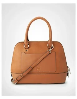 Madison Accessories Grace Medium Dome Satchel Bag in Tan