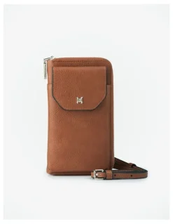 Madison Accessories Hallie Phone Wallet and Crossbody Bag in Dark Tan