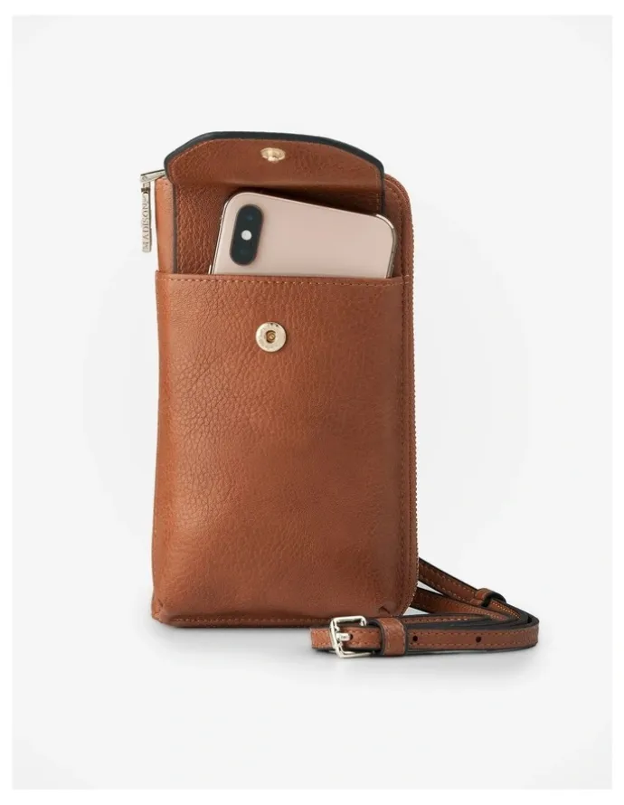 Madison Accessories Hallie Phone Wallet and Crossbody Bag in Dark Tan