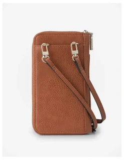 Madison Accessories Hallie Phone Wallet and Crossbody Bag in Dark Tan