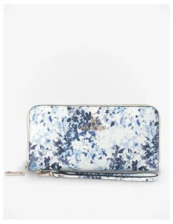 Madison Accessories Harlow Zip Around Clutch Wallet in Blue
