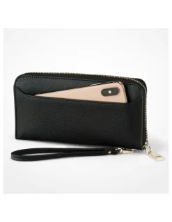 Madison Accessories Harlow Zip Around Clutch Wallet in Blue