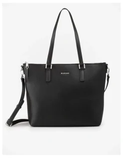 Madison Accessories Inga Large Zip Top Tote Bag with Laptop Pocket in Black