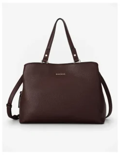 Madison Accessories Katherine Medium Satchel with 3 Compartments & Crossbody Strap Bag in Brown