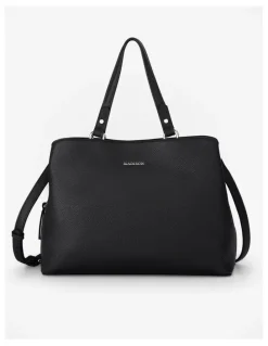 Madison Accessories Katherine Medium Satchel with 3 Compartments & Crossbody Strap in Black