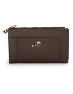 Madison Accessories Lexi Medium Bi-Fold Zip Wallet in Chocolate