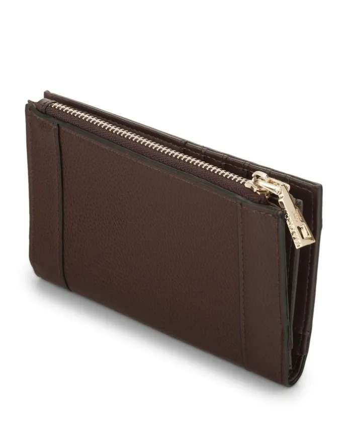 Madison Accessories Lexi Medium Bi-Fold Zip Wallet in Chocolate