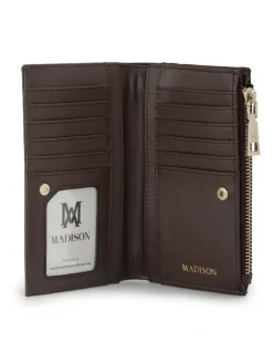 Madison Accessories Lexi Medium Bi-Fold Zip Wallet in Chocolate