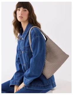 Madison Accessories Lydia Weave Large Hobo in Taupe