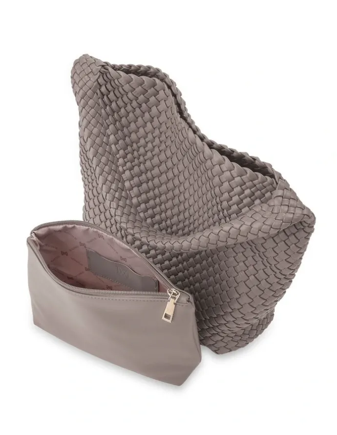 Madison Accessories Lydia Weave Large Hobo in Taupe