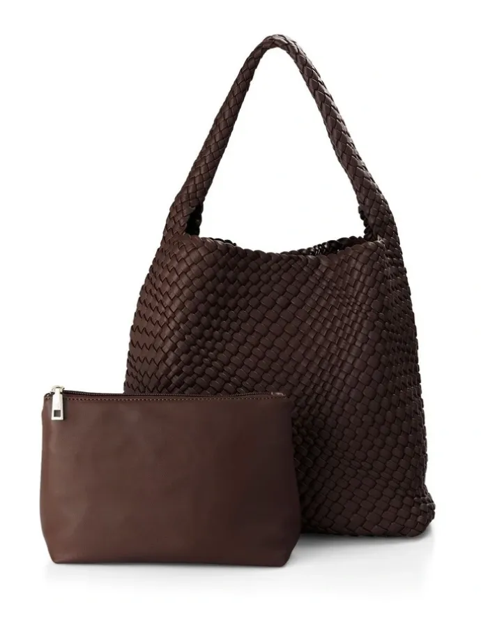 Madison Accessories Lydia Weave Large Hobo in Chocolate