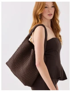 Madison Accessories Lydia Weave Large Hobo in Chocolate