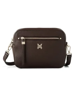Madison Accessories Molly Camera Crossbody Bag Monogram Bag Strap in Chocolate