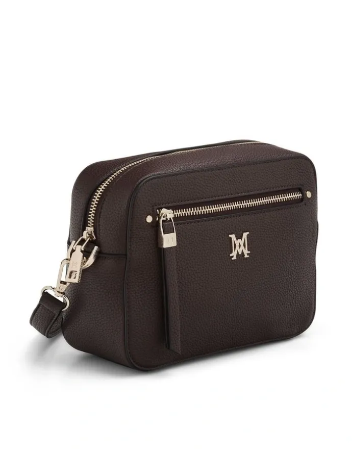 Madison Accessories Molly Camera Crossbody Bag Monogram Bag Strap in Chocolate