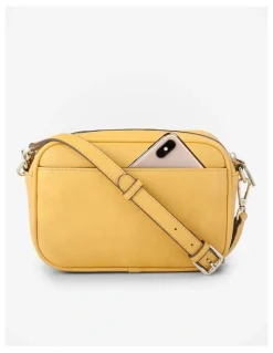 Madison Accessories Monica Camera Crossbody Bag + Aztec Strap in Yellow