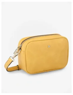 Madison Accessories Monica Camera Crossbody Bag + Aztec Strap in Yellow