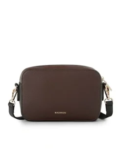 Madison Accessories Nina Zip Front Camera Crossbody Bag in Chocolate / Black