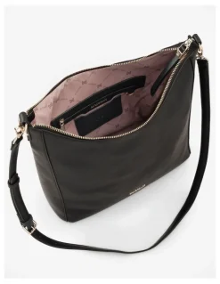 Madison Accessories Renata Large Hobo Shoulder Bag with Crossbody Strap in Light Tan