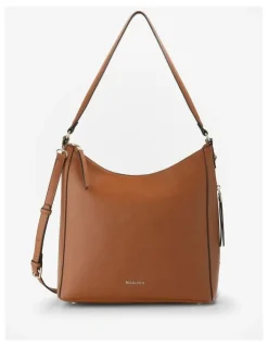 Madison Accessories Renata Large Hobo Shoulder Bag with Crossbody Strap in Light Tan
