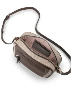 Madison Accessories Roxanne Small Camera Crossbody Bag with Front Zip Pocket in Chocolate Mix