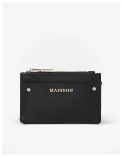 Madison Accessories Vanessa Small Zip Purse Card Holder in Black