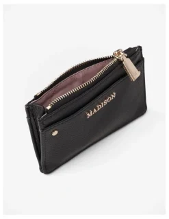 Madison Accessories Vanessa Small Zip Purse Card Holder in Black