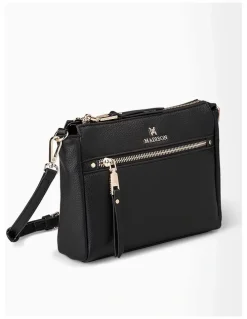 Madison Accessories Willow Zip Top Crossbody Bag in Black