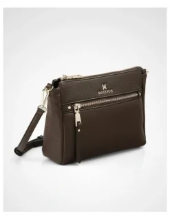 Madison Accessories Willow Zip Top Crossbody Bag in Chocolate