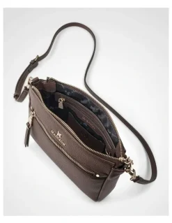 Madison Accessories Willow Zip Top Crossbody Bag in Chocolate